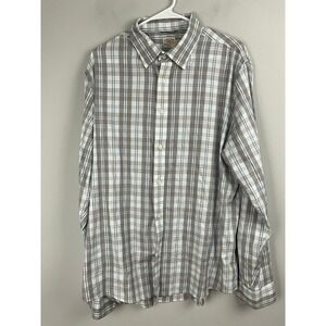 FAHERTY Mens Long Sleeve Plaid Button Down‎ Shirt Gray Blue White Size XL